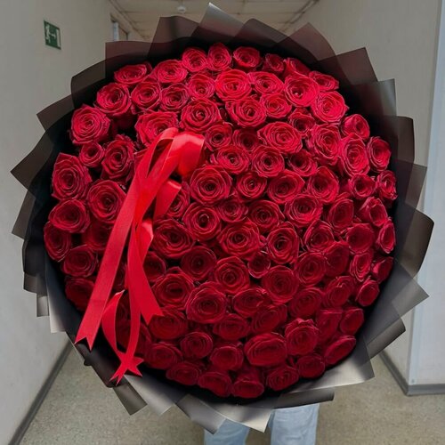 Изображение товара Букет из красных роз 101 шт, красивый букет цветов, шикарный, премиум цветы, премиум букет