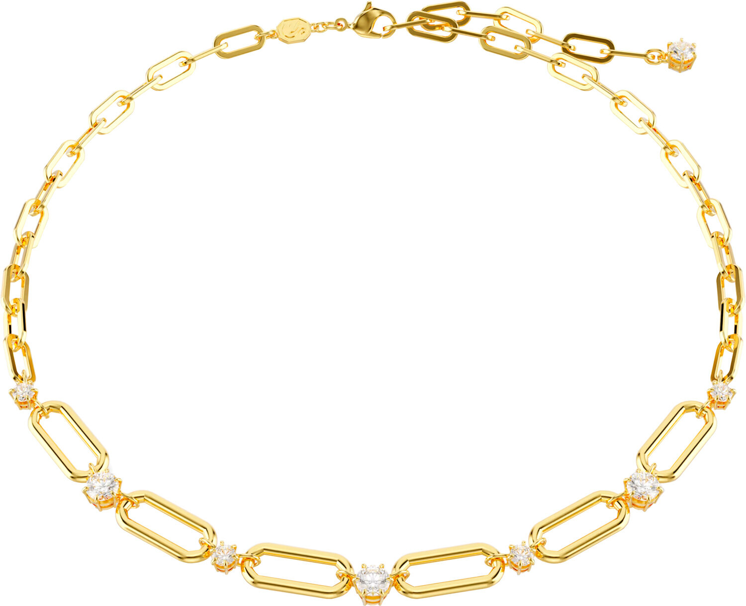 Колье SWAROVSKI, кристаллы Swarovski, длина 45 см, золотой, бесцветный — фото 1