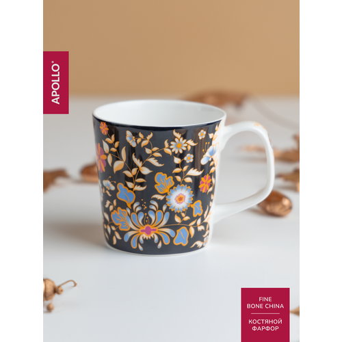 Кружка Apollo объем 370 мл костяной фарфор с рисунком черный 915₽
