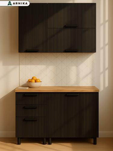 Изображение товара Кухонный гарнитур ARNIKA "Лотос", сталь, 1 м, с 3 ящиками, прямой, матовый