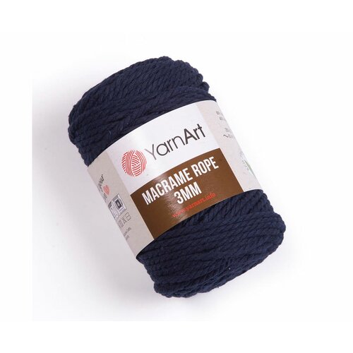 Пряжа YarnArt Macrame Rope 3mm темно-синий (784), 60%хлопок/ 40%вискоза/полиэстер, 63м, 250г, 1шт