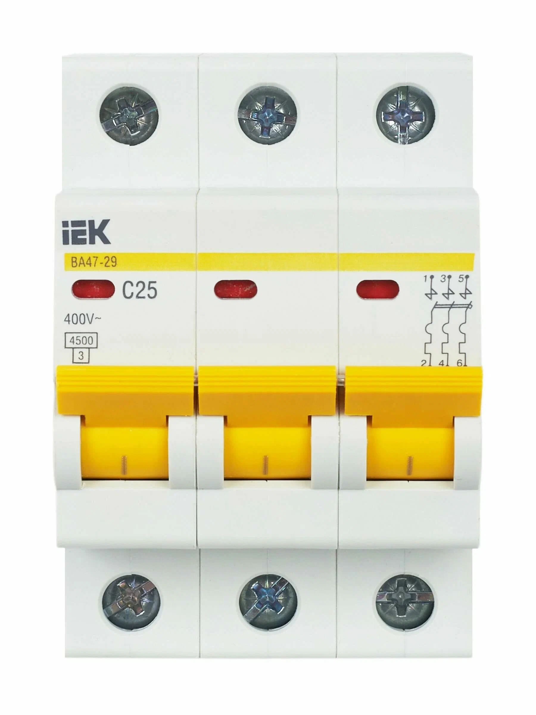 Выключатель автоматический трехполюсный ВА47-29 25А C 4,5кА | MVA20-3-025-C | IEK