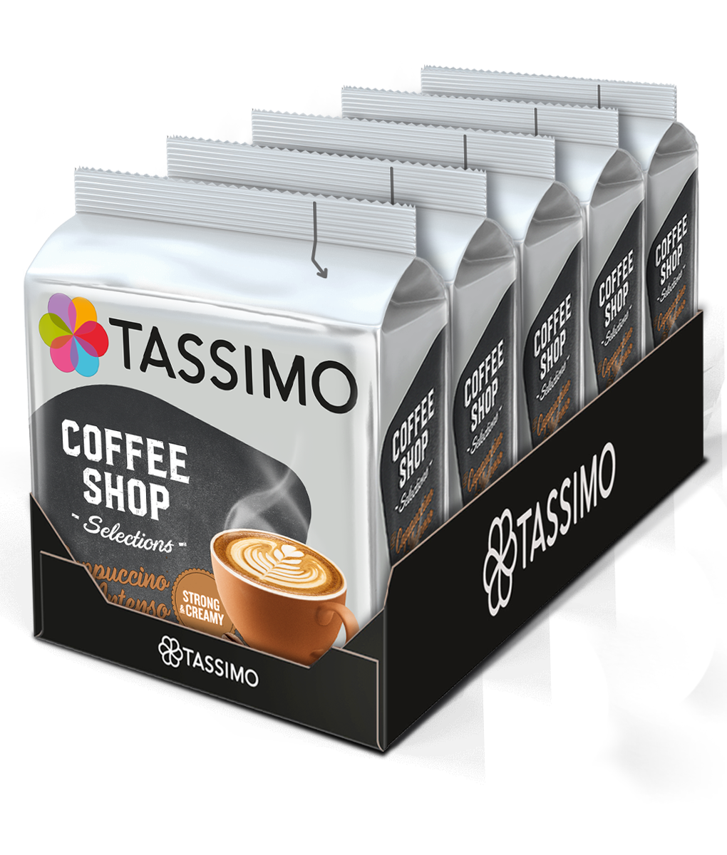 Кофейный напиток TASSIMO CAPPUCCINO INTENSO, 5 упаковок 40 порций - фотография № 1