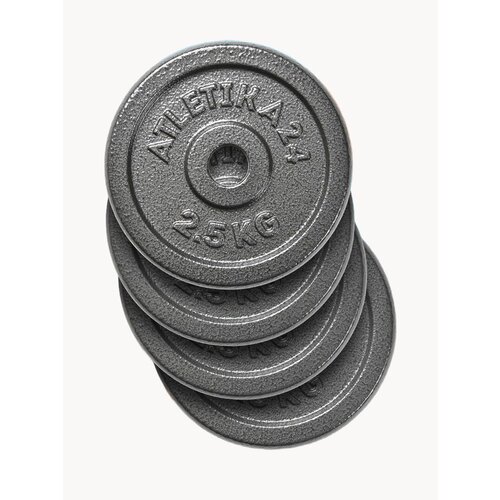 Блины для гантели и штанги 10 кг Atletika24 набор 4 шт. по 2,5 кг; чугунные диски для штанги/гантелей 26 мм