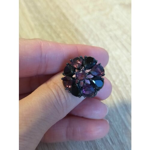 Кольцо, кристаллы Swarovski, фиолетовый кольцо со стразами сваровски 11 размер 16 монета денежный талисман
