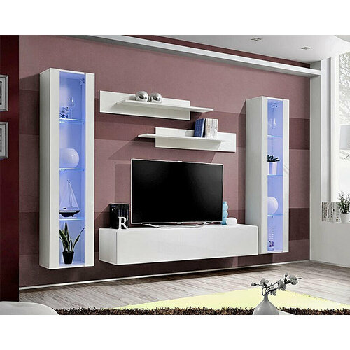 Модульная гостиная Лана 25 МДФ белая 260x170 31400₽