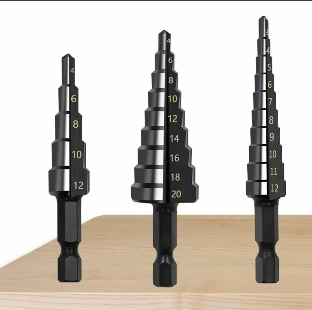 фото Набор ступенчатых сверл с шестигранным хвостовиком