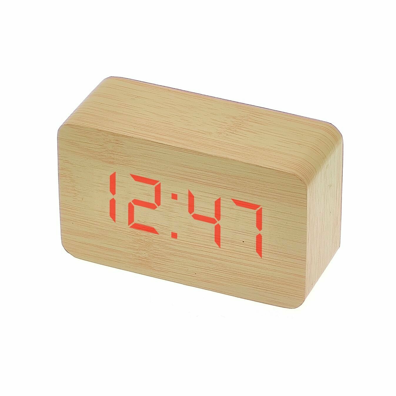 Часы настольные (светло-коричневый)(без блока) VST 863-1 Красные
