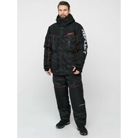 Костюм мужской зимний Huntsman Siberia Reflect для охоты, рыбалки непромокаемый, ветровлагозащитный, ткань Reflex Membrane, черный (р.52-54/170-176)