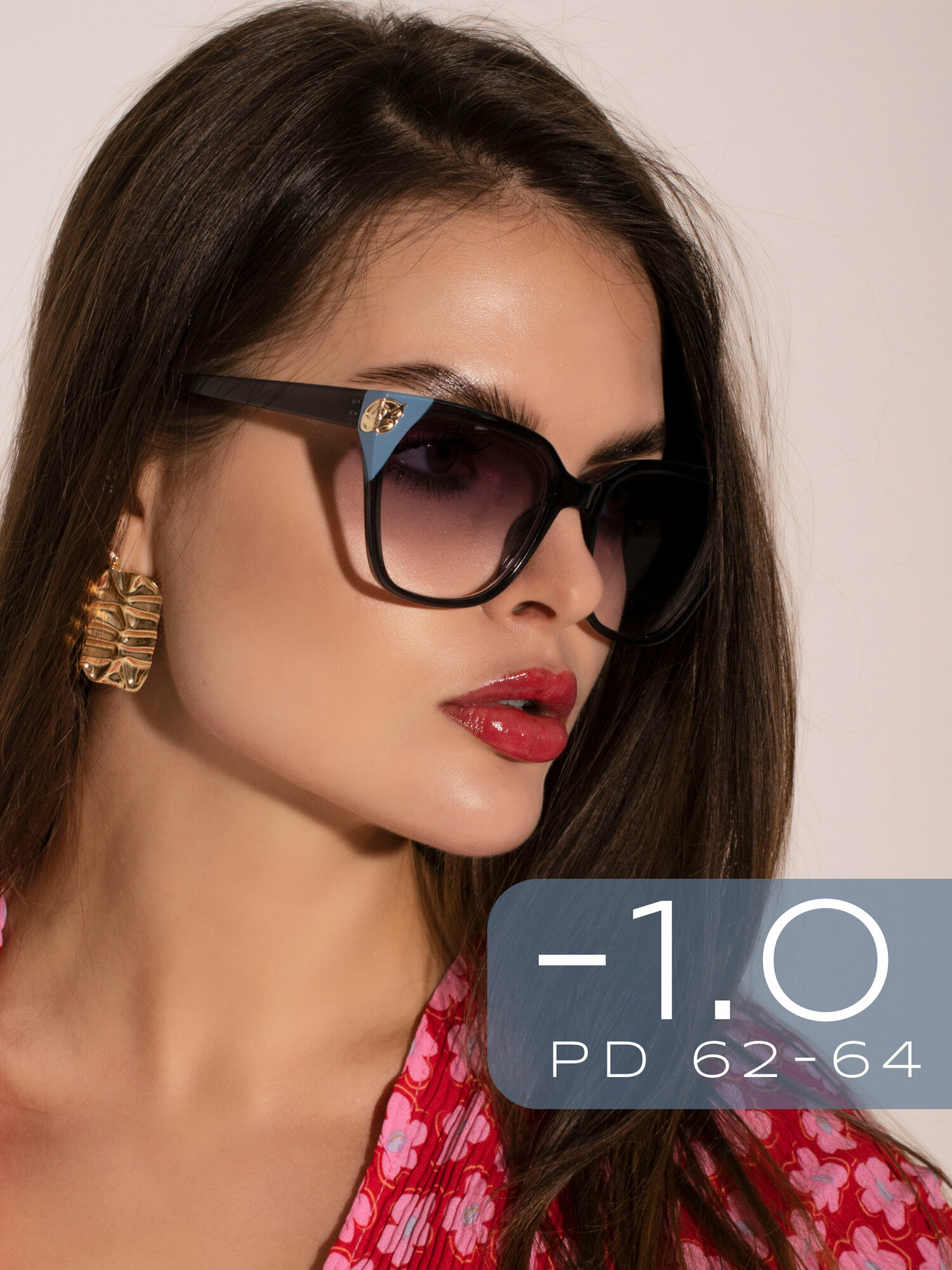 Очки для зрения женские -1 с тонированными линзами Готовые корригирующие очки с диоптрией -1.0