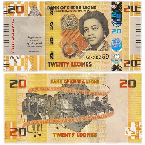 Сьерра-Леоне 20 леоне 2022 банкнота сьера леоне 1 леоне 2022 года