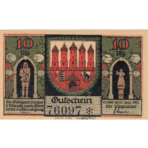 Германия (Веймарская Республика) Цербст 10 пфеннигов 1921 г. (3)
