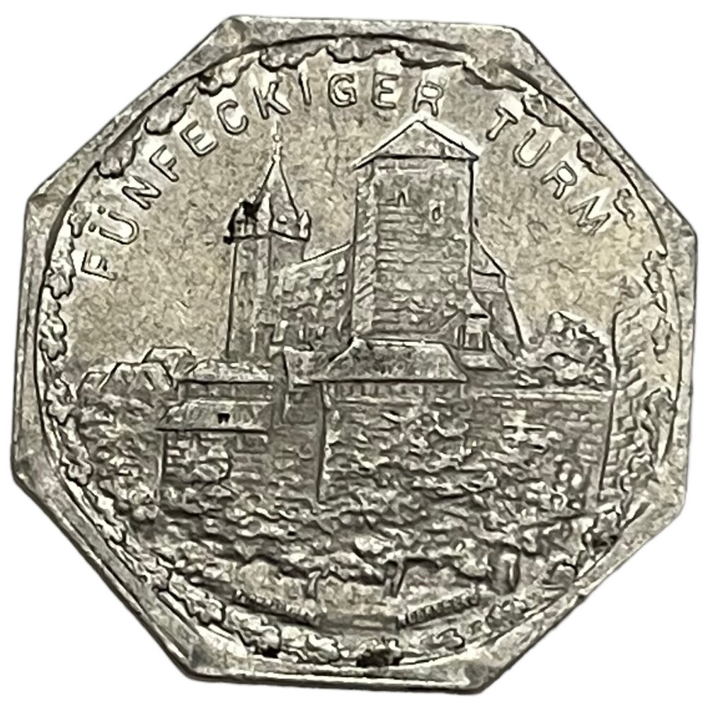Германия, Нюрнберг 20 пфеннигов 1920-1921 гг. (Трамвайный токен - Пятиугольная башня) (3)