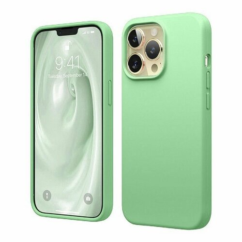 Силиконовая накладка (Silicone Case) для Apple iPhone 15 Pro (6.1) светло-зеленый