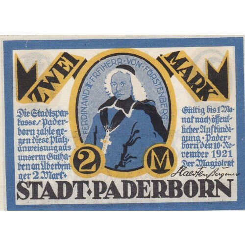 Германия (Веймарская Республика) Падерборн 2 марки 1921 г. (Вид 4) (2) германия веймарская республика падерборн 2 марки 1921 г вид 2 1