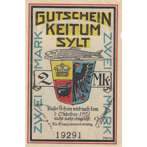 клуб нумизмат банкнота 2 10 марки германия нотгельды 1923 года бавария Германия Кайтум 2 марки 1918-1921 гг.