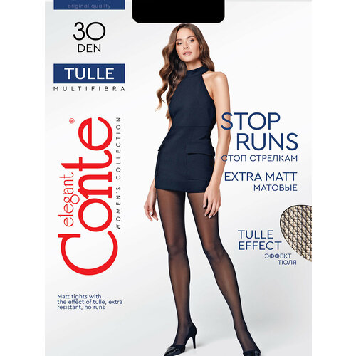 Колготки Conte TULLE, 30 den, размер 2/S, черный колготки conte tulle 30 den размер 2 s коричневый