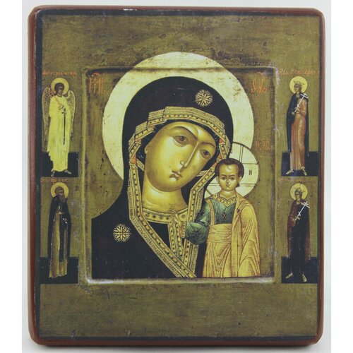 Икона Божией Матери Казанская, деревянная иконная доска, левкас, ручная работа (Art.1248М)