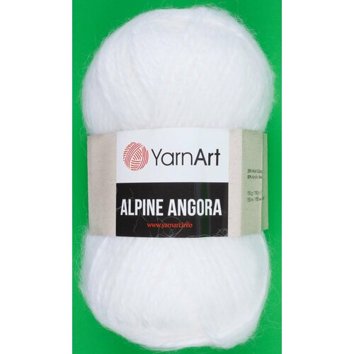 Пряжа Yarnart Alpine angora белый (330), 20%шерсть/80% акрил, 150м, 150г, 5шт
