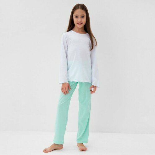 Пижама Minaku, размер 34/140, белый, зеленый пижама minaku размер 34 розовый зеленый