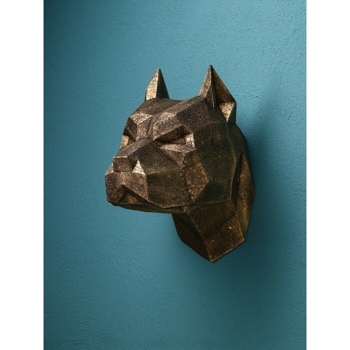 Настенная фигура «Голова собаки», полистоун, 35 см, цвет золото