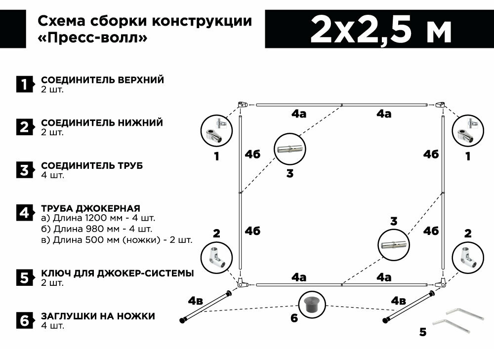 Пресс-вол 2,5х2м, каркас для фотозоны, фотофон джокер пресс вол, ширма press wall, фотостена хромакей прессвол