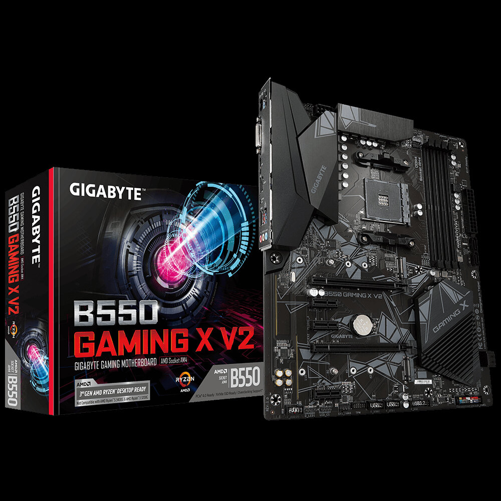 Материнская плата Gigabyte B550 GAMING X V2 (SocketAM4, AMD B550, ATX,4DDR4, ECC/non-ECC,2M.2,2PCI-E16,3PCI-E, DVI, HDMI, PC4400)