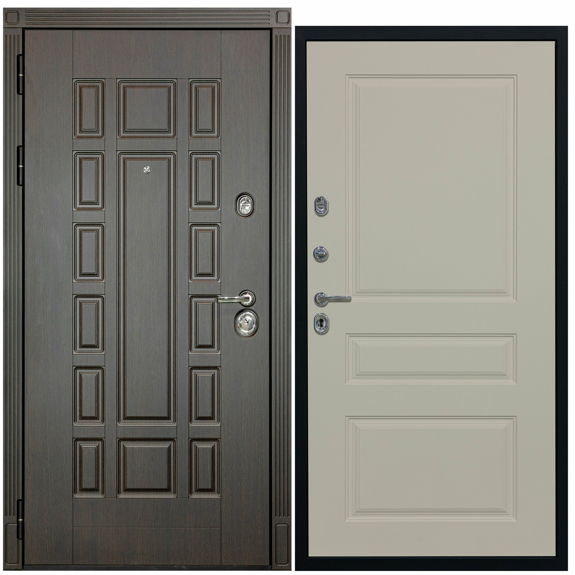 Дверь входная металлическая DIVA ДХ-53 2050х860 Левая Венге - Д13 Софт шампань, тепло-шумоизоляция, антикоррозийная защита для квартиры