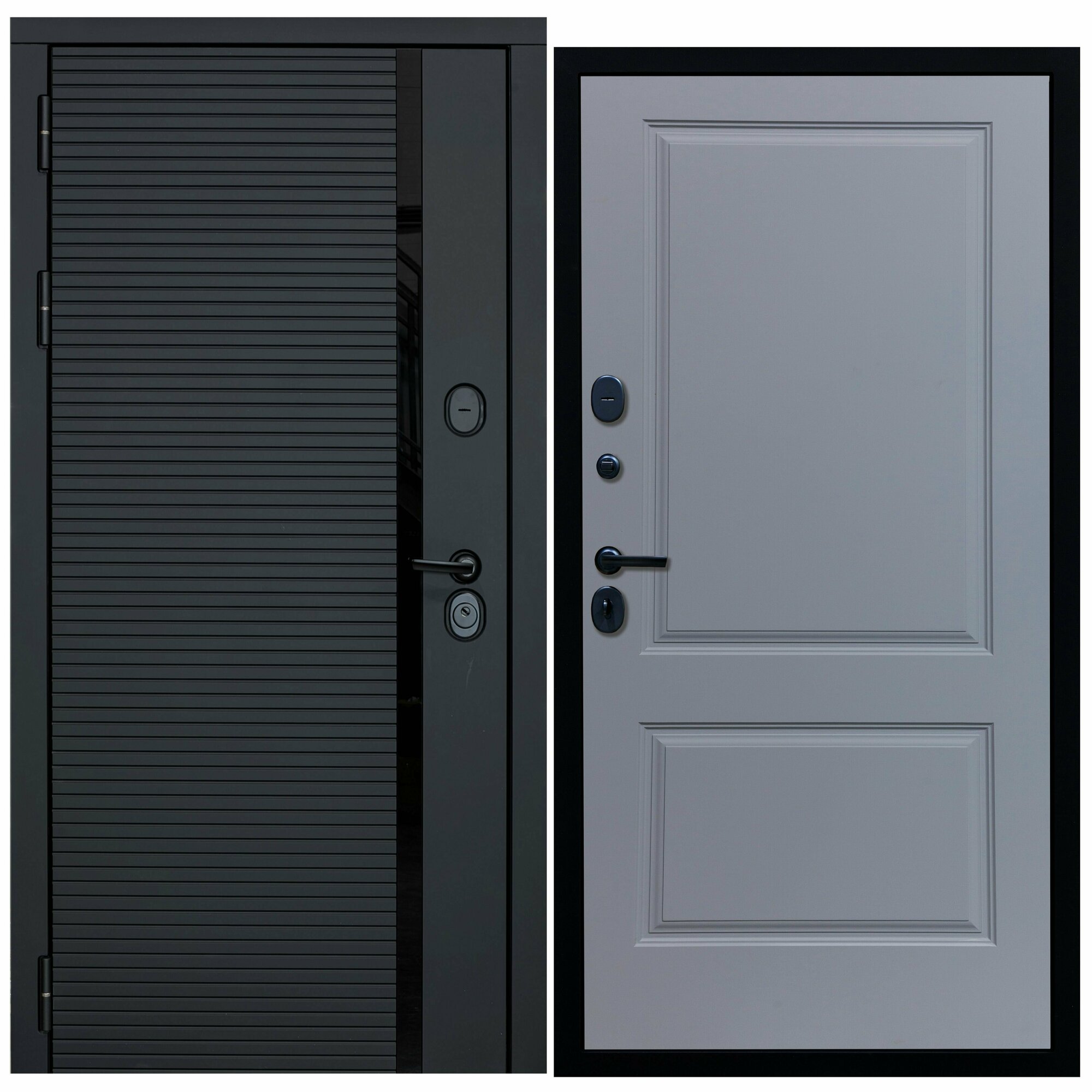 Дверь входная металлическая DIVA ДХ-45 2050х860 Левая Черный кварц - Д7 Силк маус, тепло-шумоизоляция, антикоррозийная защита для квартиры