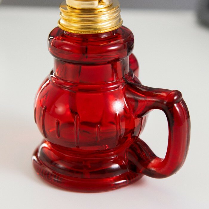 Керосиновая лампа красный 8х6х20 см - фотография № 4