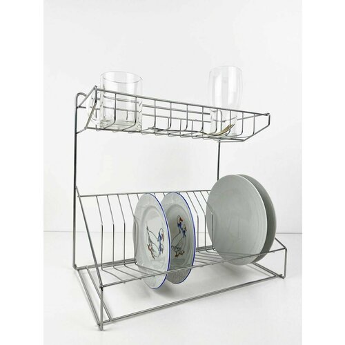 Сушка для посуды оцинкованная с поддоном, 38х38см, высота 24 см, хром