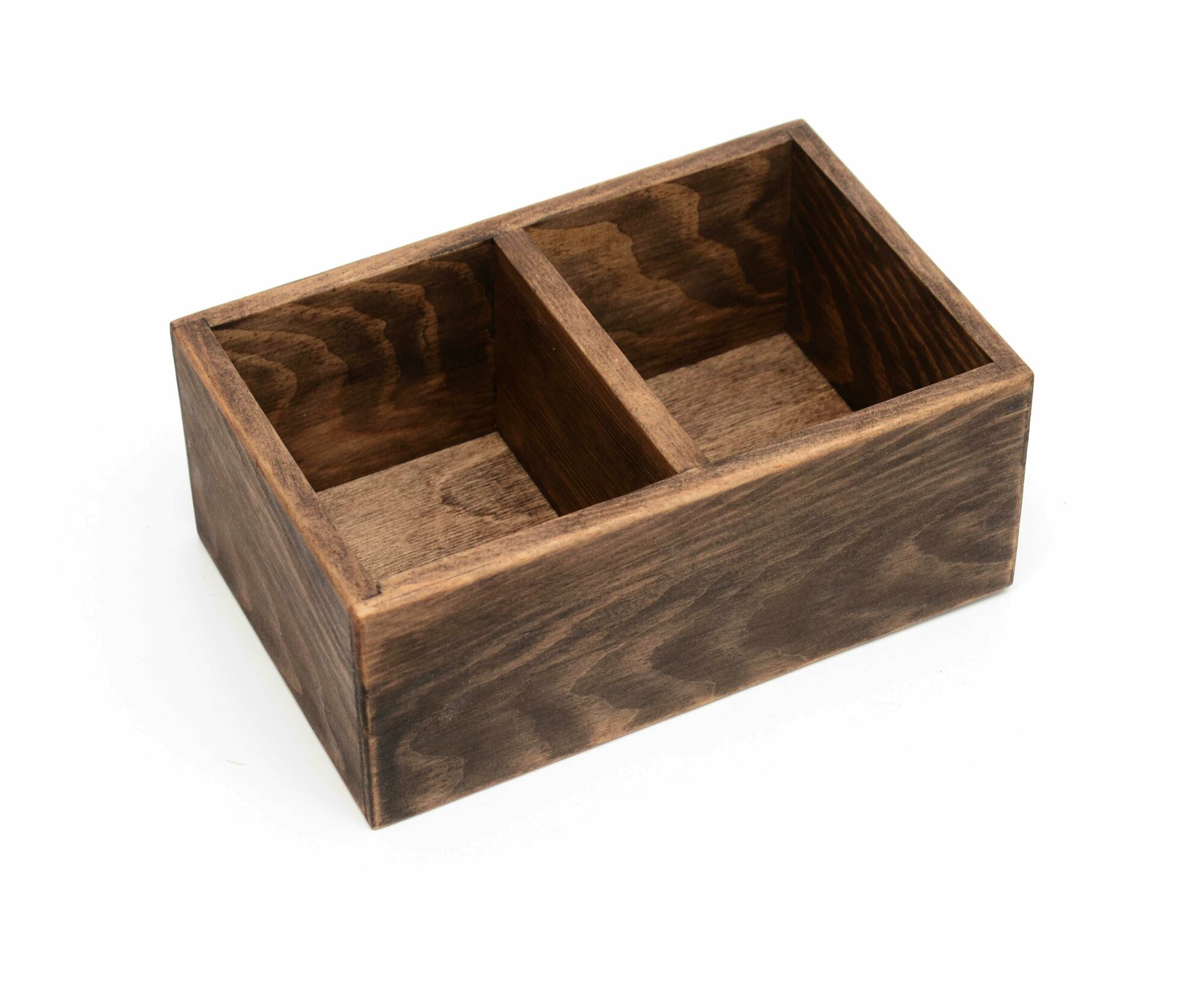 Ящик деревянный для хранения темный - 2 секции