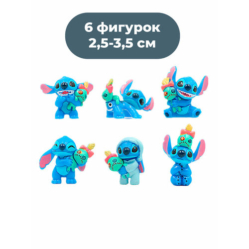 Фигурки Стич с куклой Чучей Lilo & Stitch 6 в 1 (неподвижные, 3 см) набор из 5 фигурок ститч lilo and stitch