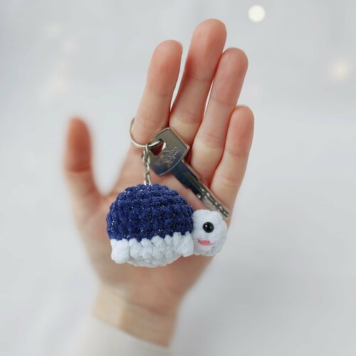 Брелок, вязаная фактура, синий