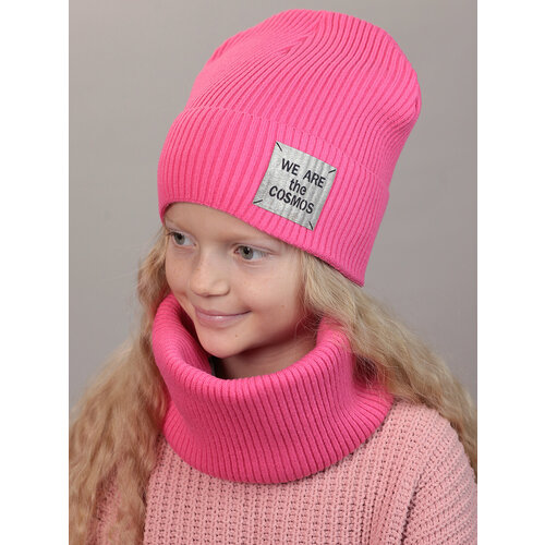 фото Шапка бини поляярик, размер 52-54, фуксия, розовый