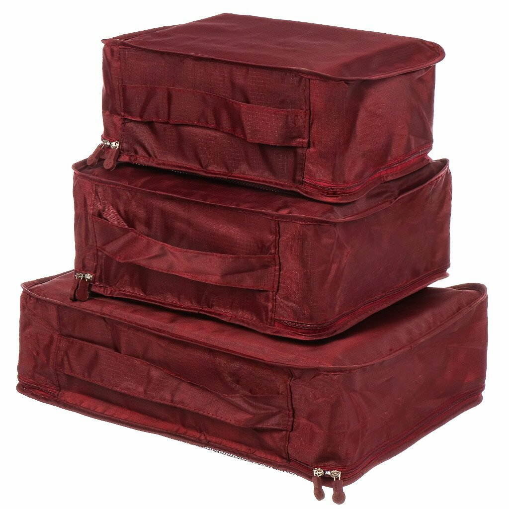 Органайзер для чемодана, полиэстер, дорожный, 7 предметов, бордо, Y4-7857