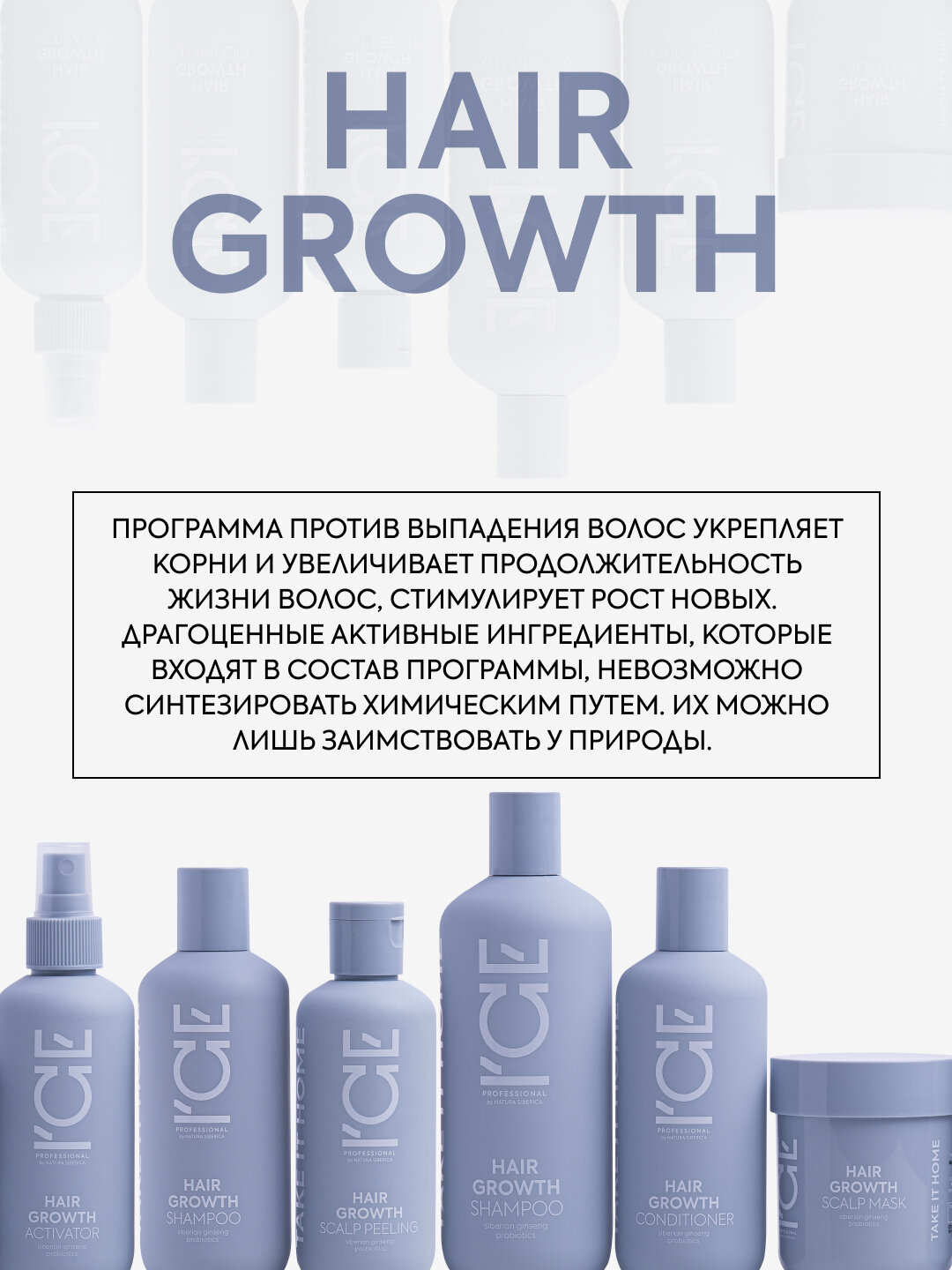 Маска-пилинг для кожи головы Hair Growth «Стимулирующая рост волос» ICE Professional by Natura Siberica, Take It Home, 200 мл