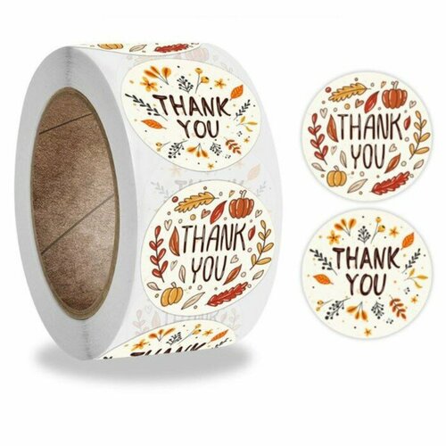 Наклейка бумага Осень d25 см 500 шт в рулоне 3х65х65 см 325₽