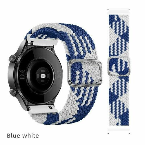 Эластичный тканевый ремешок для умных смарт часов 20 мм Samsung Galaxy Watch Gear Sport Amazfit Bip Huawei Honor Garmin Xiaomi Haylou Realme 20mm синий белый