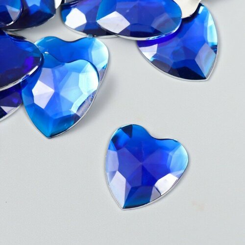 Декор для творчества пластик Стразы сердце. Ярко-синий набор 30 шт 2,5х2,5 см сумка белое сердце ярко синий
