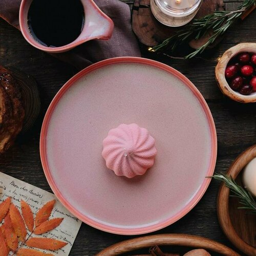 Скандинавская плоская тарелка ручной работы VELES «Рассвет над Имладрис», фарфор, 24 см