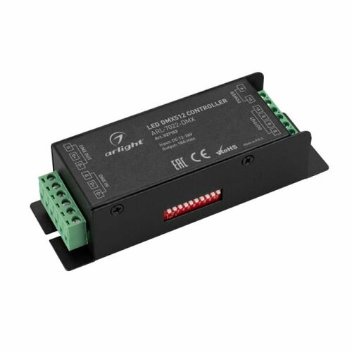 контроллер распределитель ln dmx 8ch 230v arlight ip20 металл Декодер Arlight ARL-7022-DMX (12-24V, 3x6A, DMX512) 027153