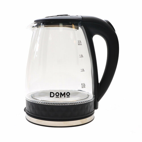 Чайник DOMO SML1802 2л. 2 кВт стекло/пластик, прозрачный/черный (SML1802GL) чайник agness эмалированный со свистком серия фрукты 2 2л