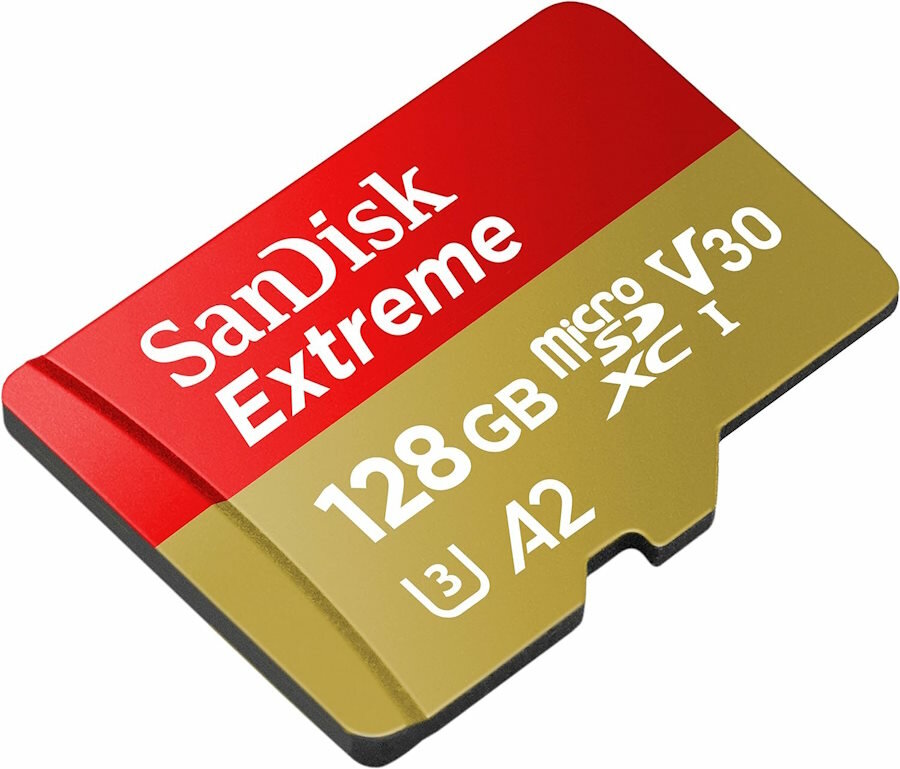 Карта памяти SanDisk microSDXC 128 ГБ Class 10, V30, A2, UHS Class 3, R/W 190/90 МБ/с, 1 шт.