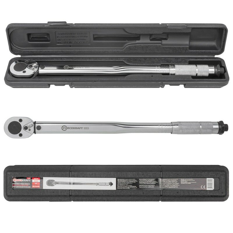 фото Динамометрический ключ щелчкового типа FORCEKRAFT Profi 28-210 Нм, 1/2', в пластиковом футляре FK-1203