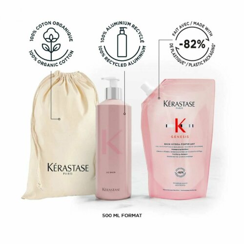 KERASTASE Шампунь и Дозатор Genesis Bain Hydra-Fortifiant 500 МЛ шампунь для волос kerastase шампунь ванна для волос склонных к выпадению genesis hydra fortifiant