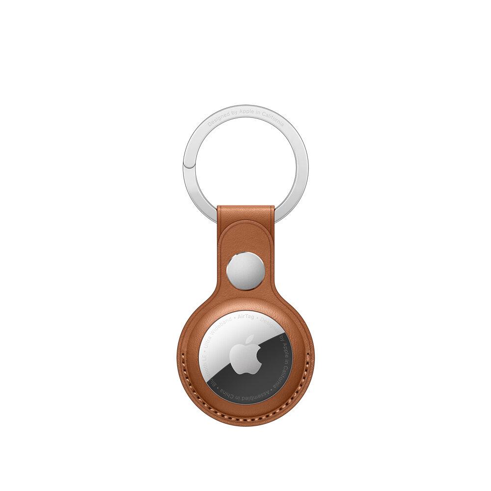 Чехол-брелок для ключей кожаный Apple AirTag Leather Key Ring Saddle Brown (Золотисто-коричневый) MX4M2ZM/A