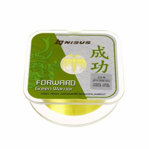 фото Леска nisus forward warrior, диаметр 0.309 мм, тест 7.55 кг, 100 м, зелёная