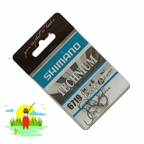 фото Крючок офсетный рыболовный shimano 6719 № 6, 7 шт. / крючки для рыбалки японские winner