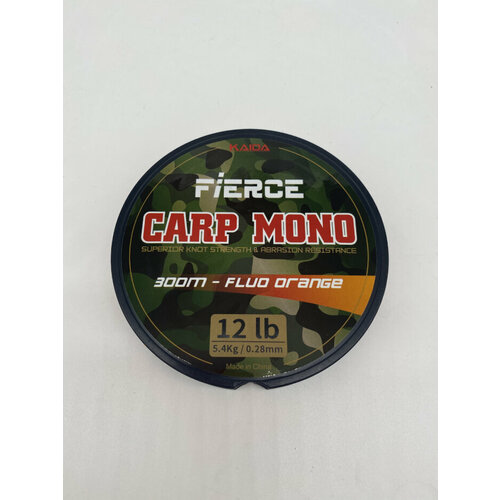 фото Леска для рыбалки kaida fierce carp mono 0,28мм 300м (orange)